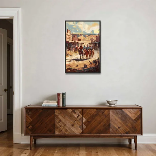 Tombstone Arizona Frontier - Black Framed Canvas Wall Art - Coffee Table - 24x36