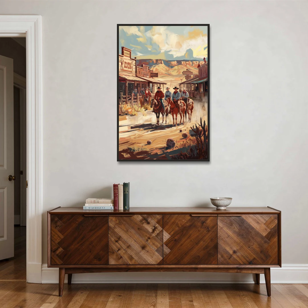 Tombstone Arizona Frontier - Black Framed Canvas Wall Art - Coffee Table - 32x48