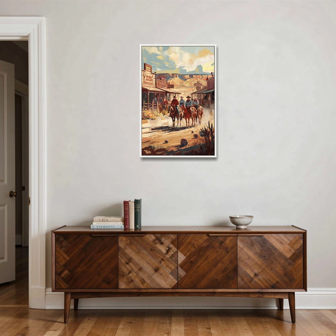 Tombstone Arizona Frontier - White Framed Canvas Wall Art - Coffee Table - 24x36