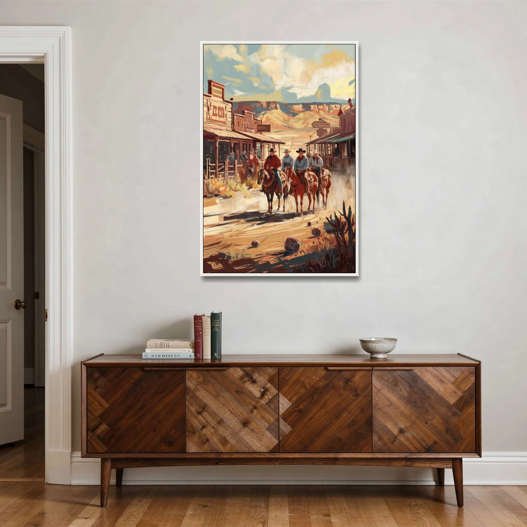 Tombstone Arizona Frontier - White Framed Canvas Wall Art - Coffee Table - 32x48