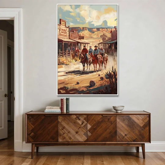 Tombstone Arizona Frontier - White Framed Canvas Wall Art - Coffee Table - 40x60