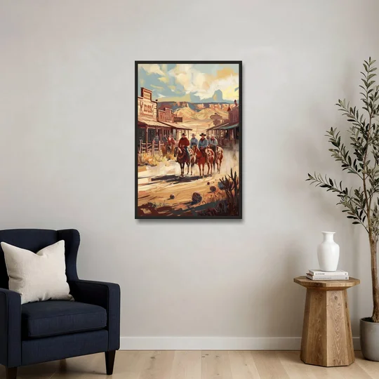 Tombstone Arizona Frontier - Black Framed Canvas Wall Art - Sofa - 24x36