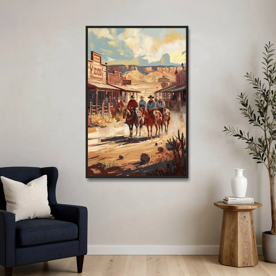 Tombstone Arizona Frontier - Black Framed Canvas Wall Art - Sofa - 32x48