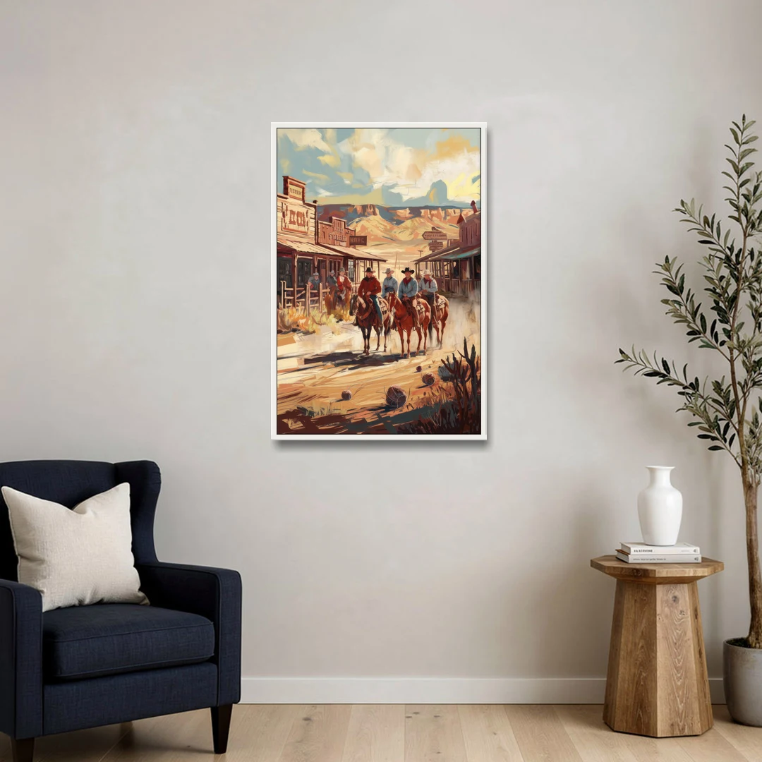 Tombstone Arizona Frontier - White Framed Canvas Wall Art - Sofa - 24x36