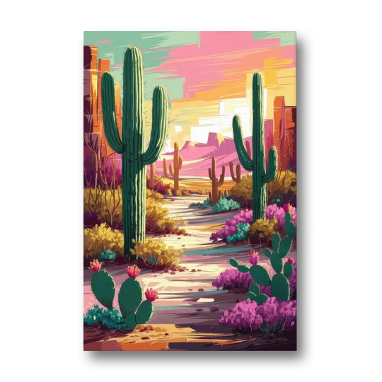 Tombstone Cactus Landscape - Canvas Wall Art - Front