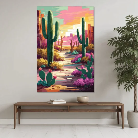 Tombstone Cactus Landscape - Canvas Wall Art - Coffee Table - 40x60