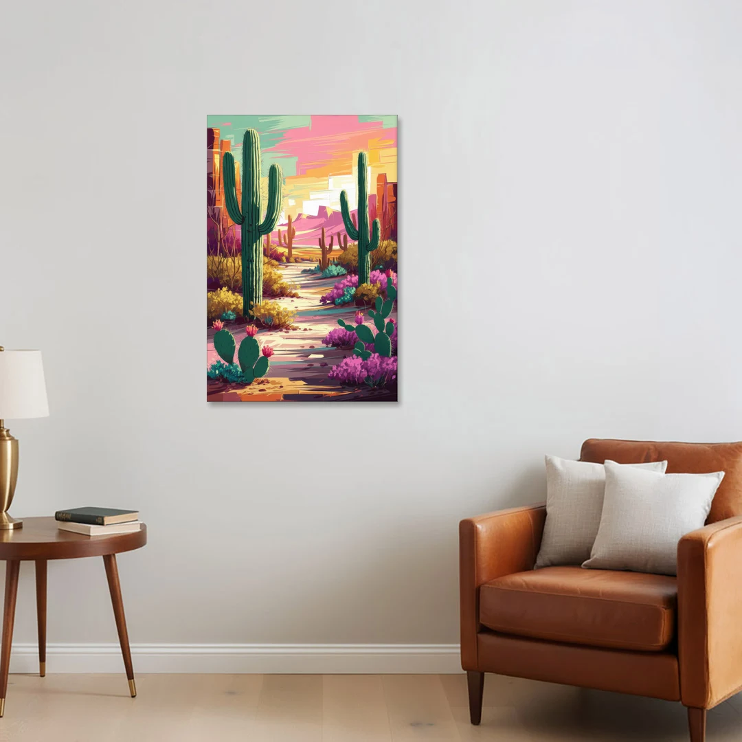 Tombstone Cactus Landscape - Canvas Wall Art - Sofa - 24x36