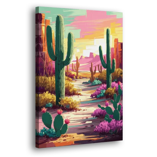 Tombstone Cactus Landscape - Canvas Wall Art - Side