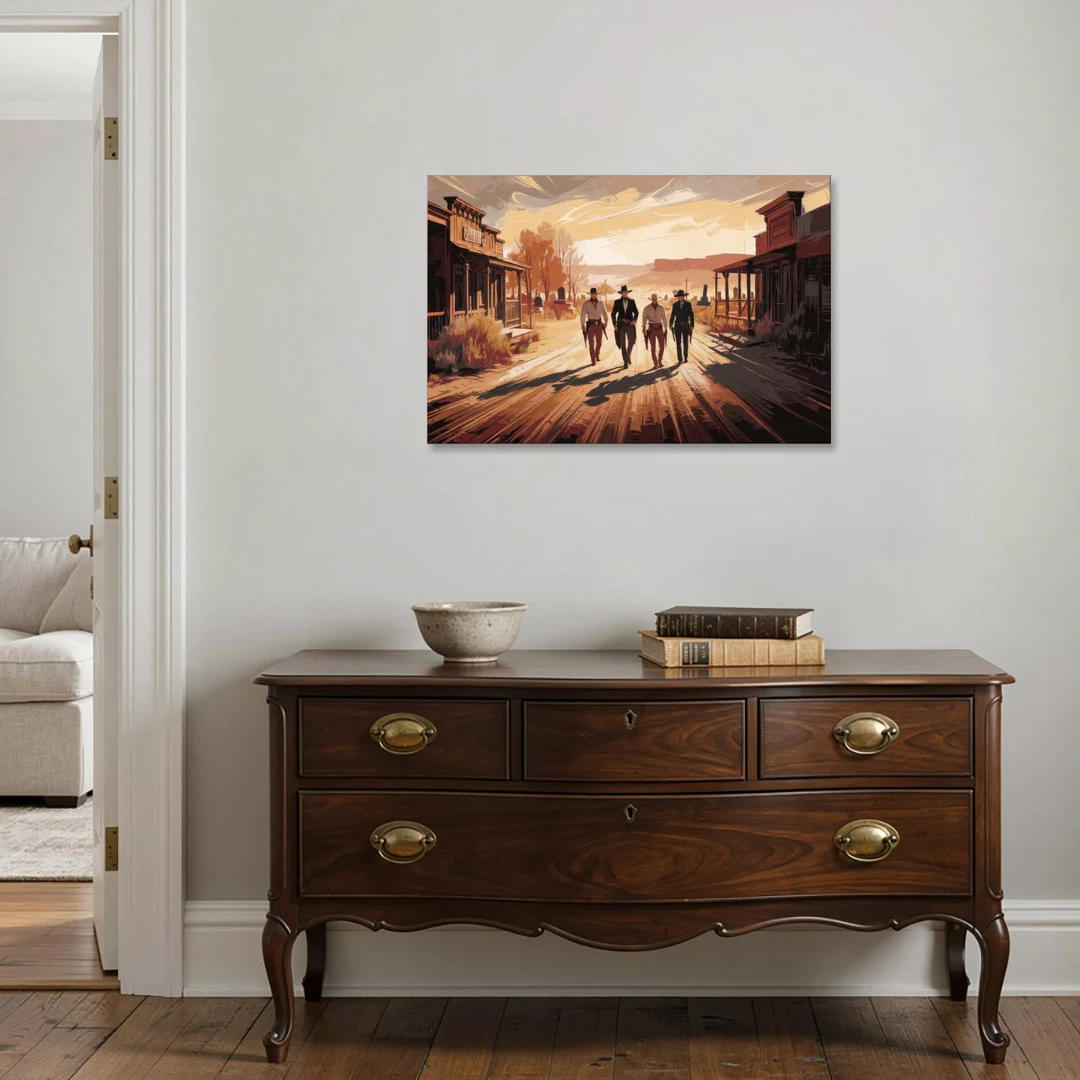 Tombstone Gunfight Scenery - Canvas Wall Art - Coffee Table - 36x24