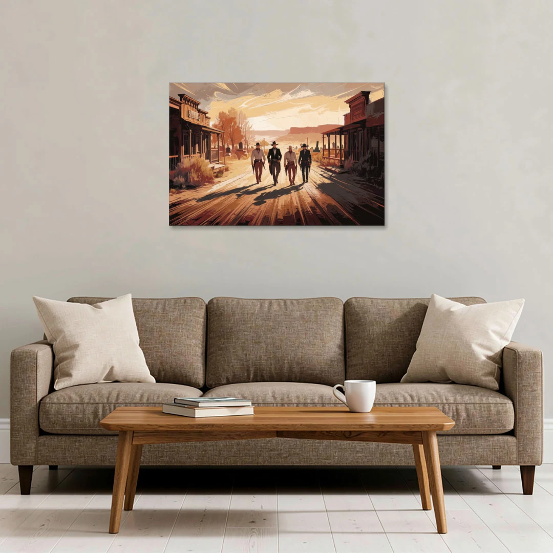 Tombstone Gunfight Scenery - Canvas Wall Art - Sofa - 36x24