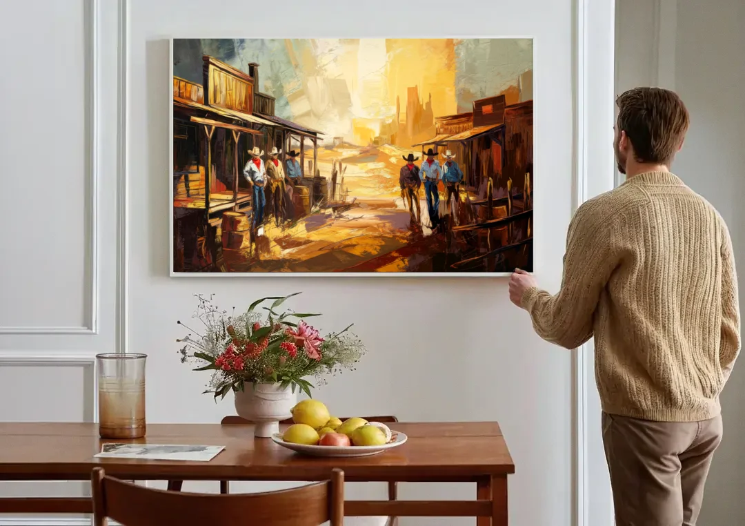 Tombstone Historic Landmarks canvas wall art above a dining table