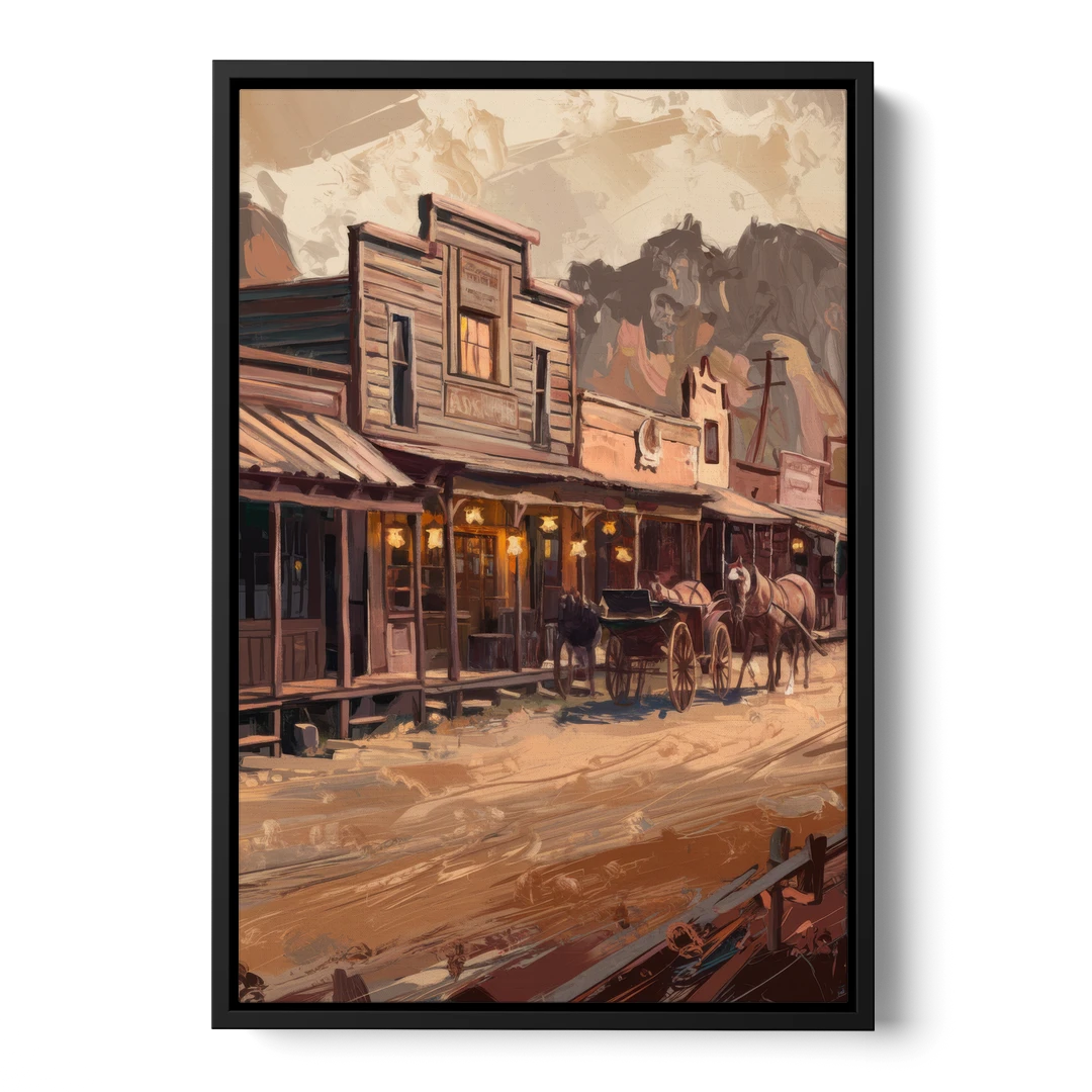 Tombstone Old West Charm - Black Framed Canvas Wall Art - Front