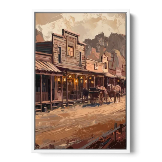 Tombstone Old West Charm - White Framed Canvas Wall Art - Front