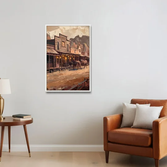 Tombstone Old West Charm - White Framed Canvas Wall Art - Sofa - 24x36