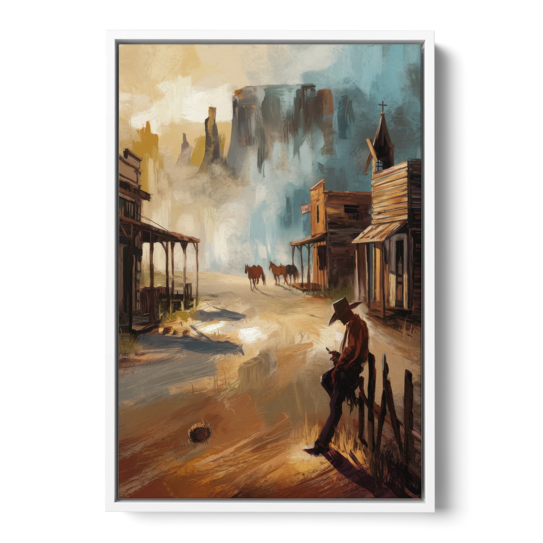 Tombstone Western Heritage - White Framed Canvas Wall Art - Front
