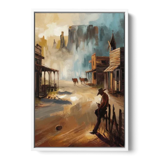 Tombstone Western Heritage - White Framed Canvas Wall Art - Front