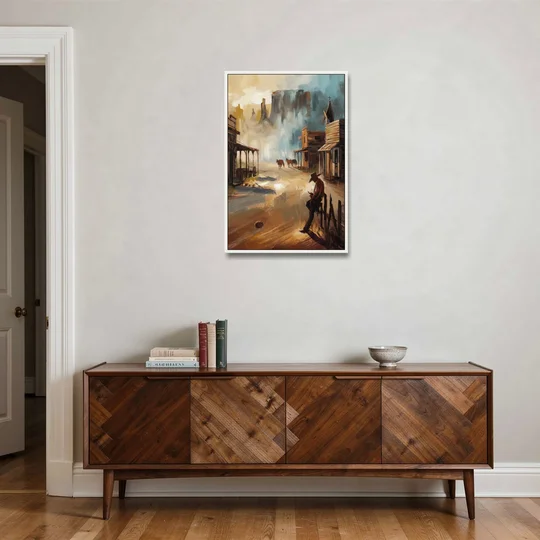 Tombstone Western Heritage - White Framed Canvas Wall Art - Coffee Table - 24x36