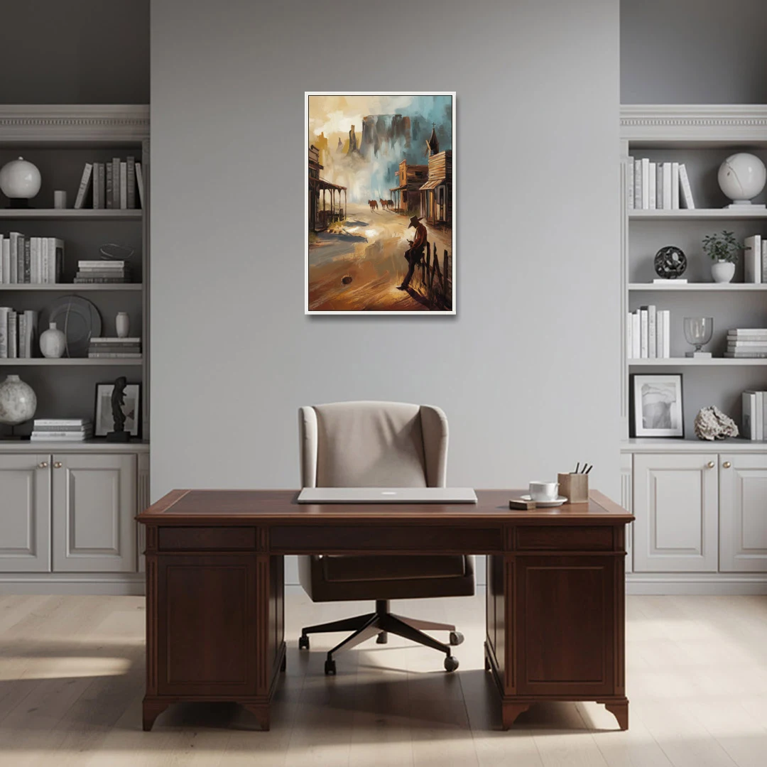 Tombstone Western Heritage - White Framed Canvas Wall Art - Office - 24x36