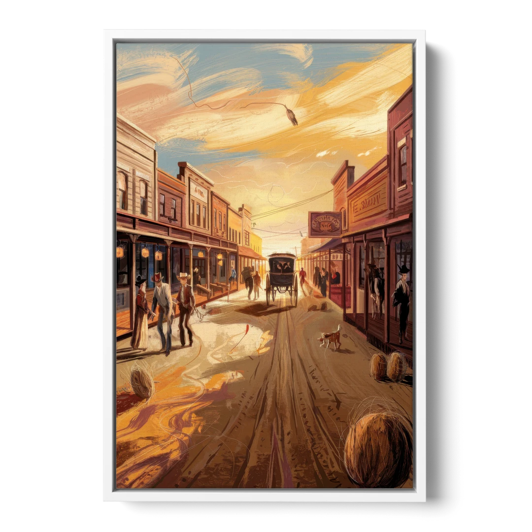 Tombstone Wild West Vibes - White Framed Canvas Wall Art - Front