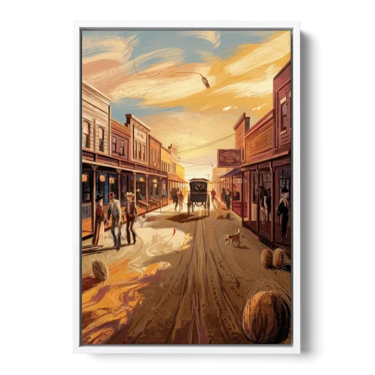 Tombstone Wild West Vibes - White Framed Canvas Wall Art - Front