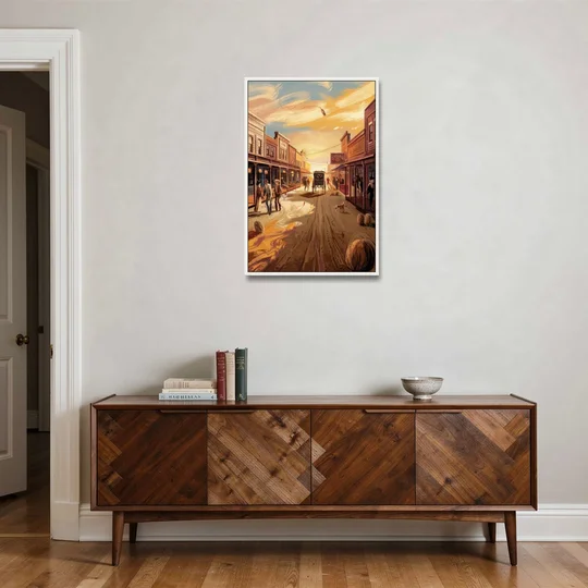 Tombstone Wild West Vibes - White Framed Canvas Wall Art - Coffee Table - 24x36