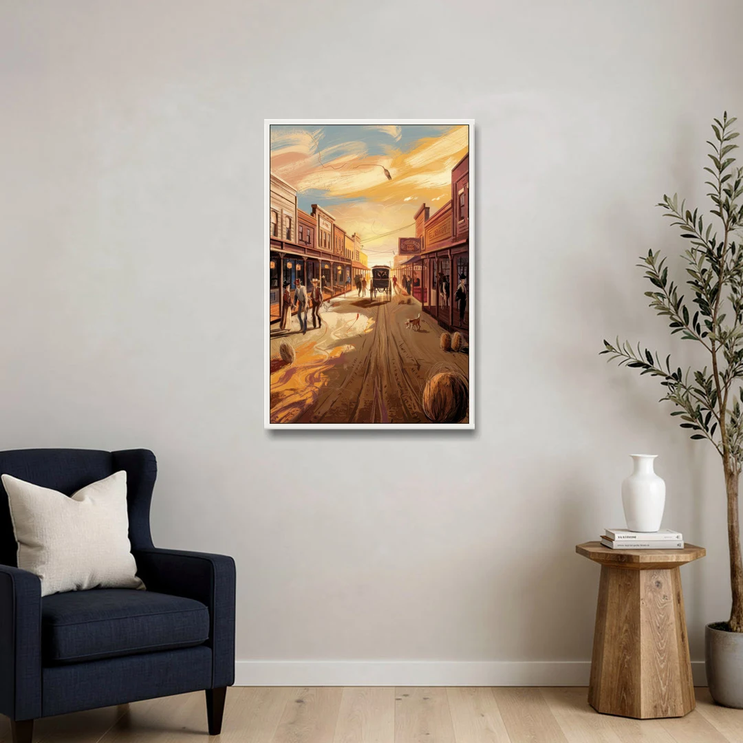 Tombstone Wild West Vibes - White Framed Canvas Wall Art - Sofa - 24x36
