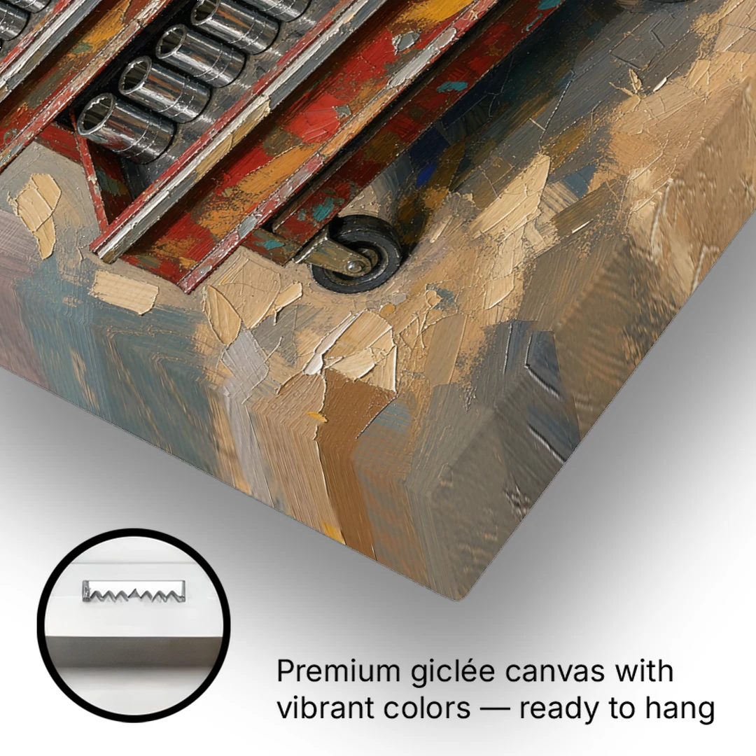 Toolbox Painting with Three Open Drawers - Canvas Wall Art - Gallery Wrap Corner