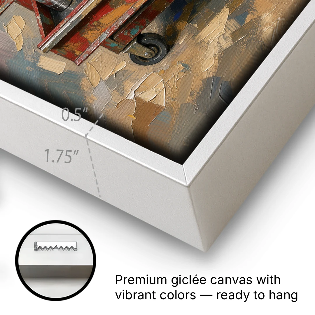 Toolbox Painting with Three Open Drawers - White Framed Canvas Wall Art - Gallery Wrap Corner