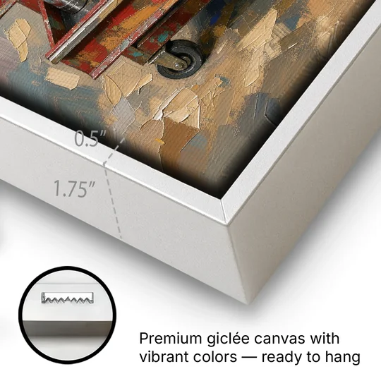 Toolbox Painting with Three Open Drawers - White Framed Canvas Wall Art - Gallery Wrap Corner