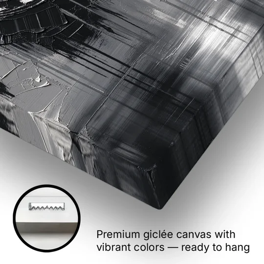 Torn Grey Circle Over Black Drips - Canvas Wall Art - Gallery Wrap Corner