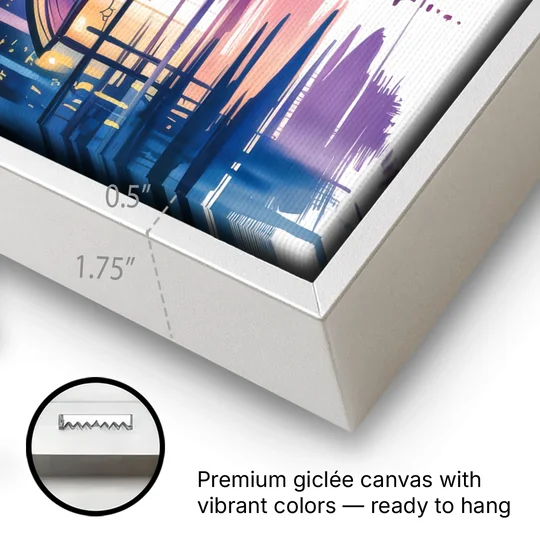 Toronto City Lights - White Framed Canvas Wall Art - Gallery Wrap Corner