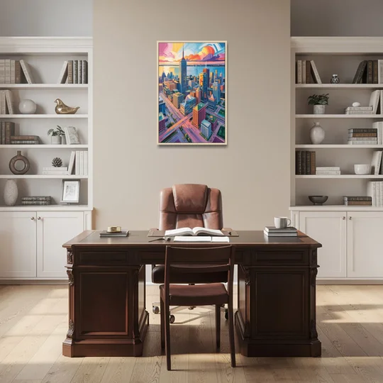 Toronto Financial District - Oak Framed Canvas Wall Art - Office - 24x36