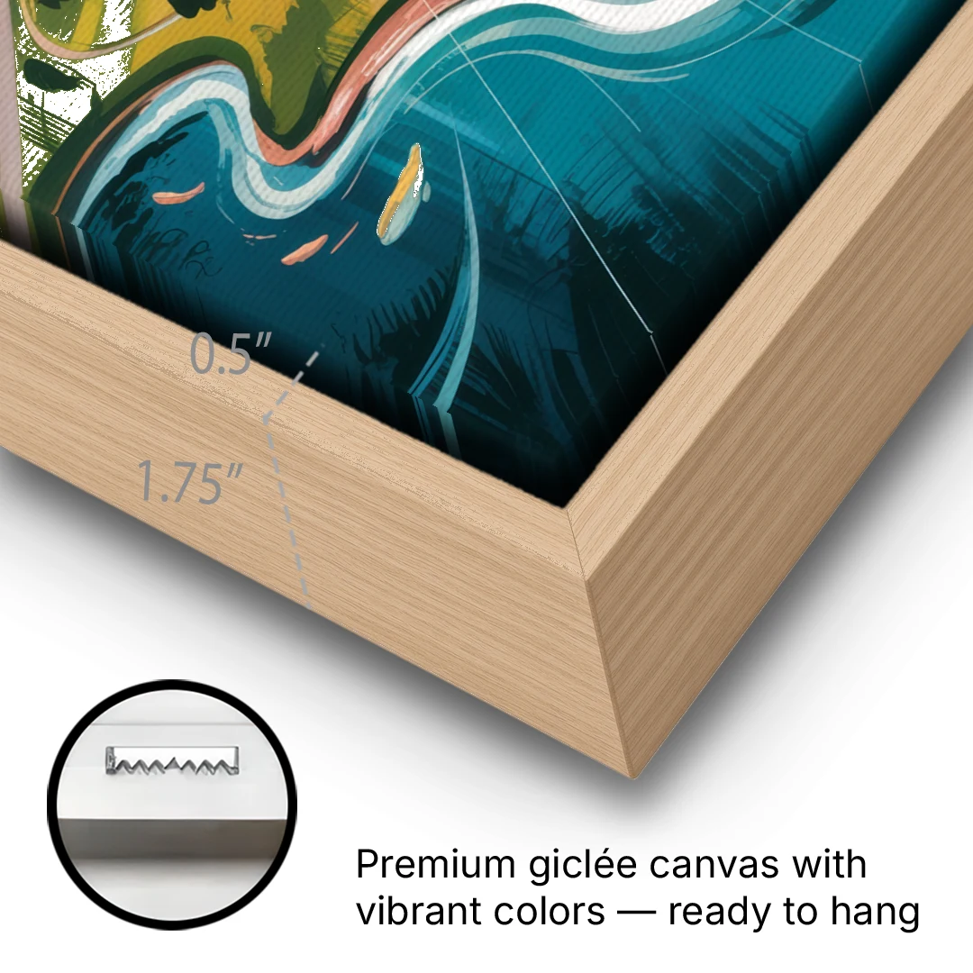 Toronto Island Aerial View - Oak Framed Canvas Wall Art - Gallery Wrap Corner