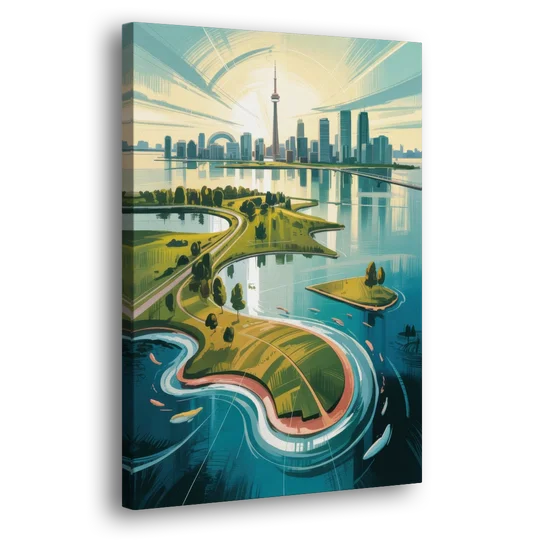 Toronto Island Aerial View - Canvas Wall Art - Side