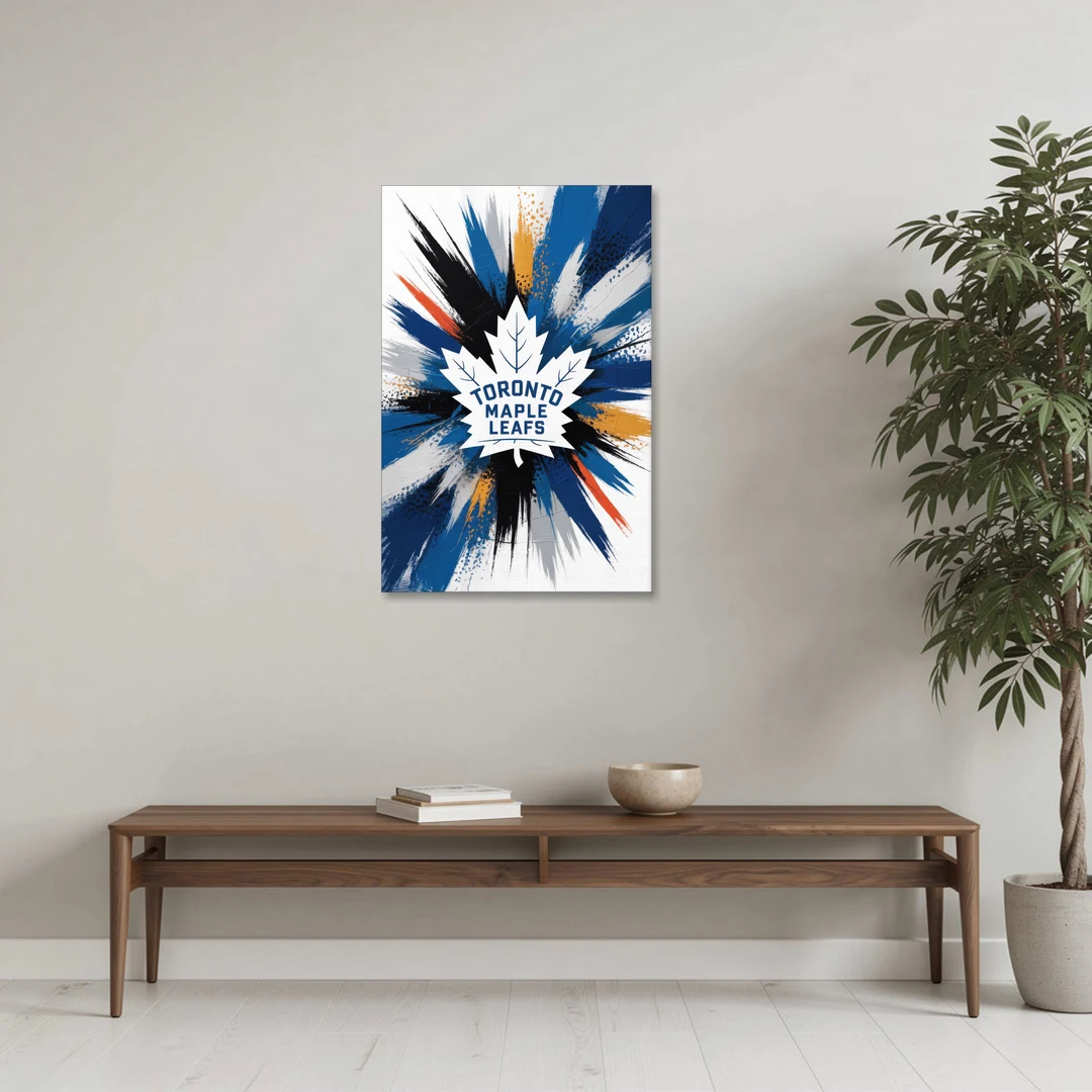 Toronto Maple Leafs Vibrant Abstract Wall Art - Canvas Wall Art - Coffee Table - 24x36