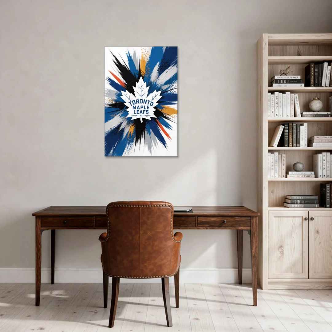 Toronto Maple Leafs Vibrant Abstract Wall Art - Canvas Wall Art - Office - 24x36