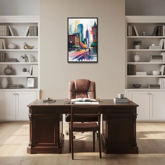 Toronto Queen Street West - Black Framed Canvas Wall Art - Office - 24x36