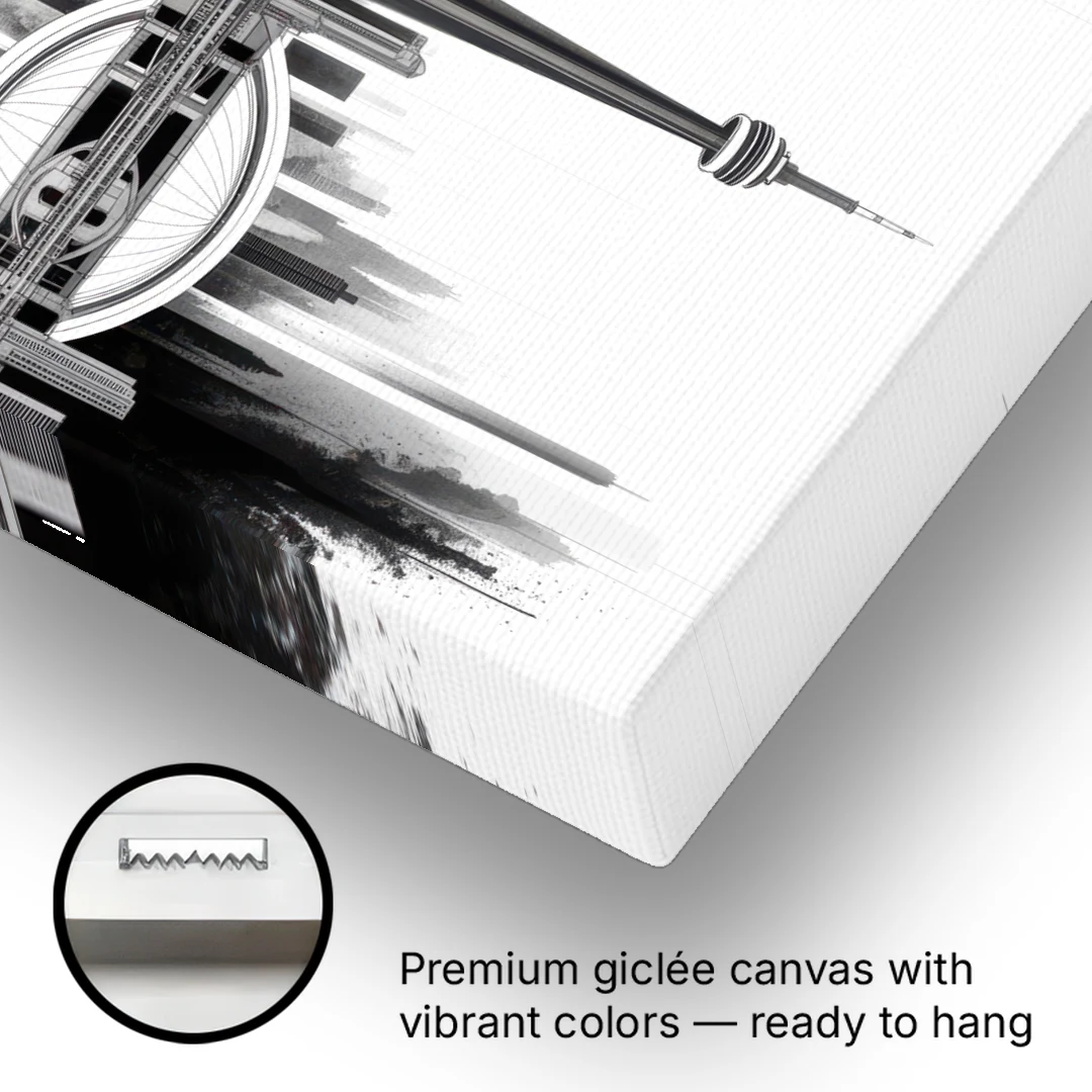Toronto Skyline Black and White - Canvas Wall Art - Gallery Wrap Corner