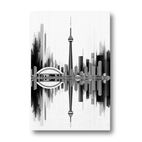 Toronto Skyline Black and White - Canvas Wall Art - Front