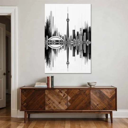 Toronto Skyline Black and White - Canvas Wall Art - Coffee Table - 40x60