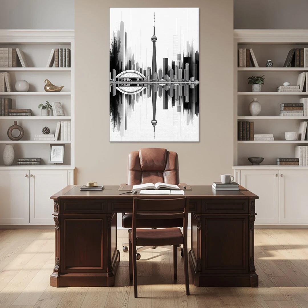 Toronto Skyline Black and White - Canvas Wall Art - Office - 40x60