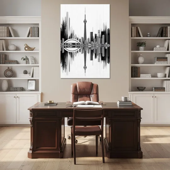 Toronto Skyline Black and White - Canvas Wall Art - Office - 40x60