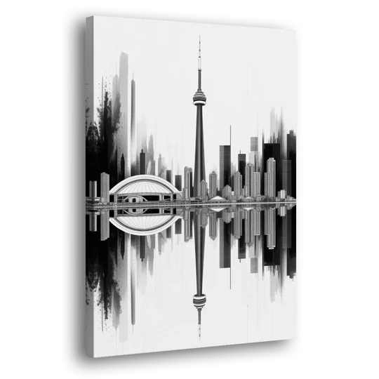 Toronto Skyline Black and White - Canvas Wall Art - Side