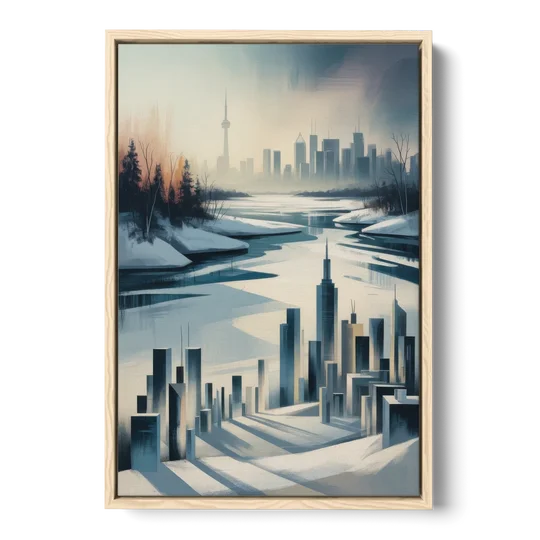 Toronto Winter Wonderland - Oak Framed Canvas Wall Art - Front