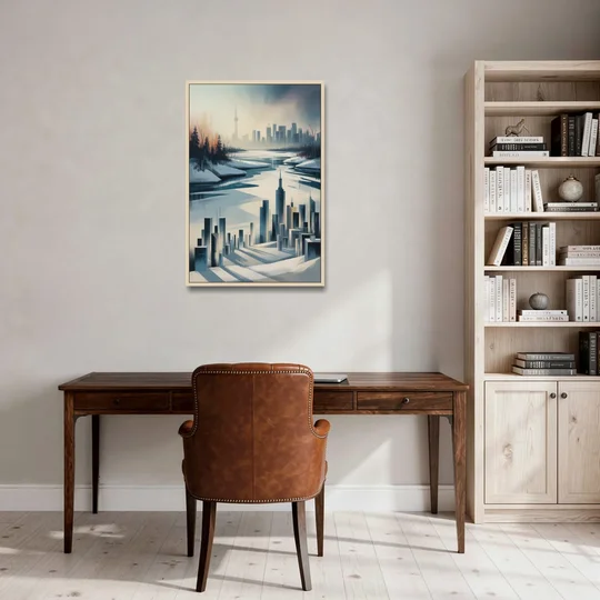 Toronto Winter Wonderland - Oak Framed Canvas Wall Art - Office - 24x36