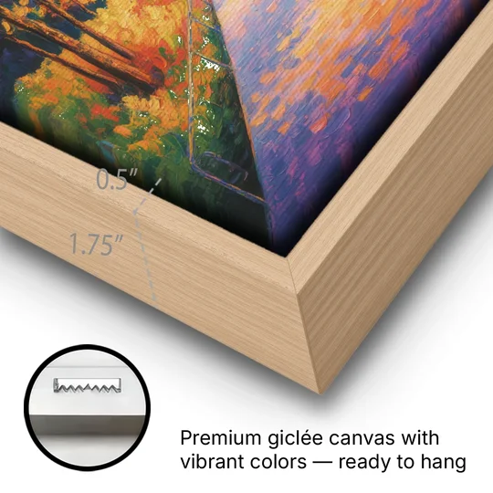 Trakai Castle - Oak Framed Canvas Wall Art - Gallery Wrap Corner