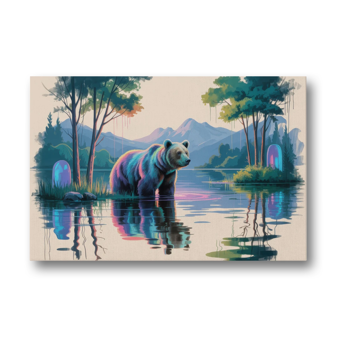 Tranquil Bear by the Lake - Canvas Wall Art - Front