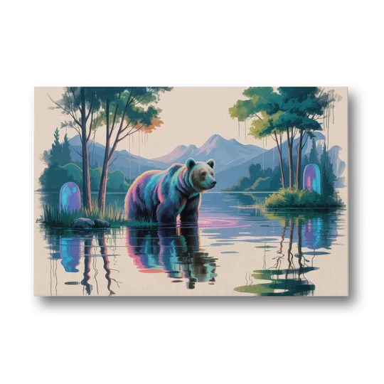 Tranquil Bear by the Lake - Canvas Wall Art - Front