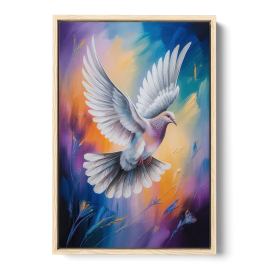 Tranquil Dove Peace - Oak Framed Canvas Wall Art - Front