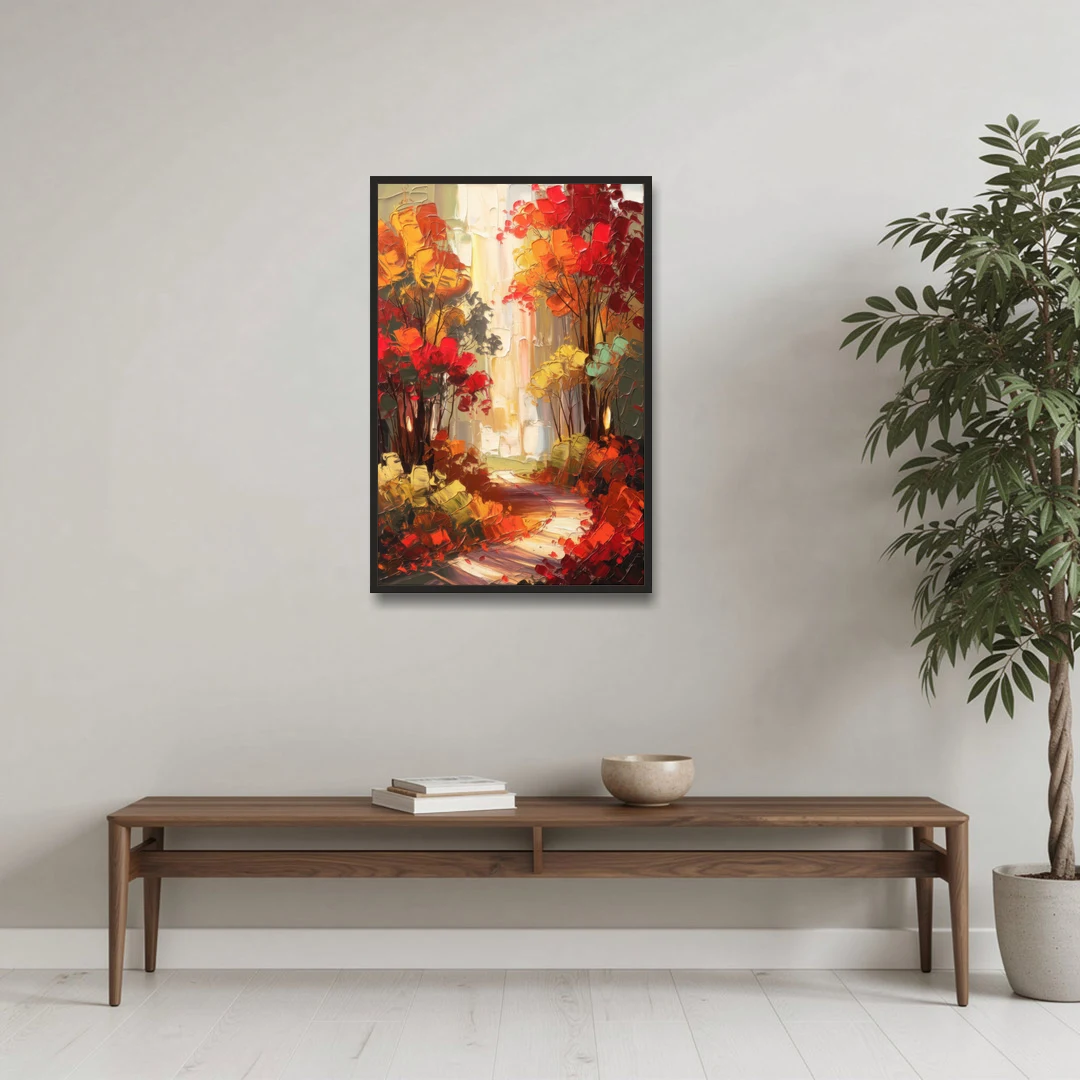 Traverse City Autumn Foliage - Black Framed Canvas Wall Art - Coffee Table - 24x36